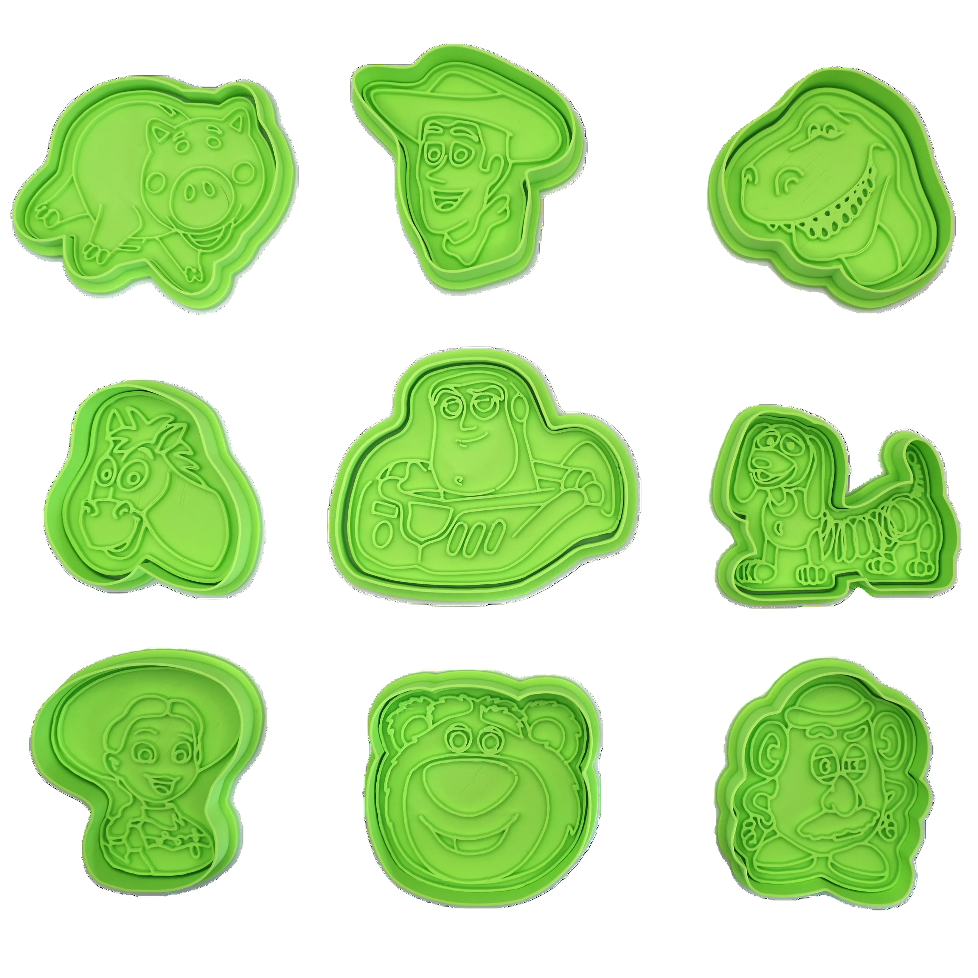 カウボーイ＆スペースヒーローのクッキー型セット - 持ち手付き漫画おもちゃパーティー用フォンダン型スタンプ9点セット