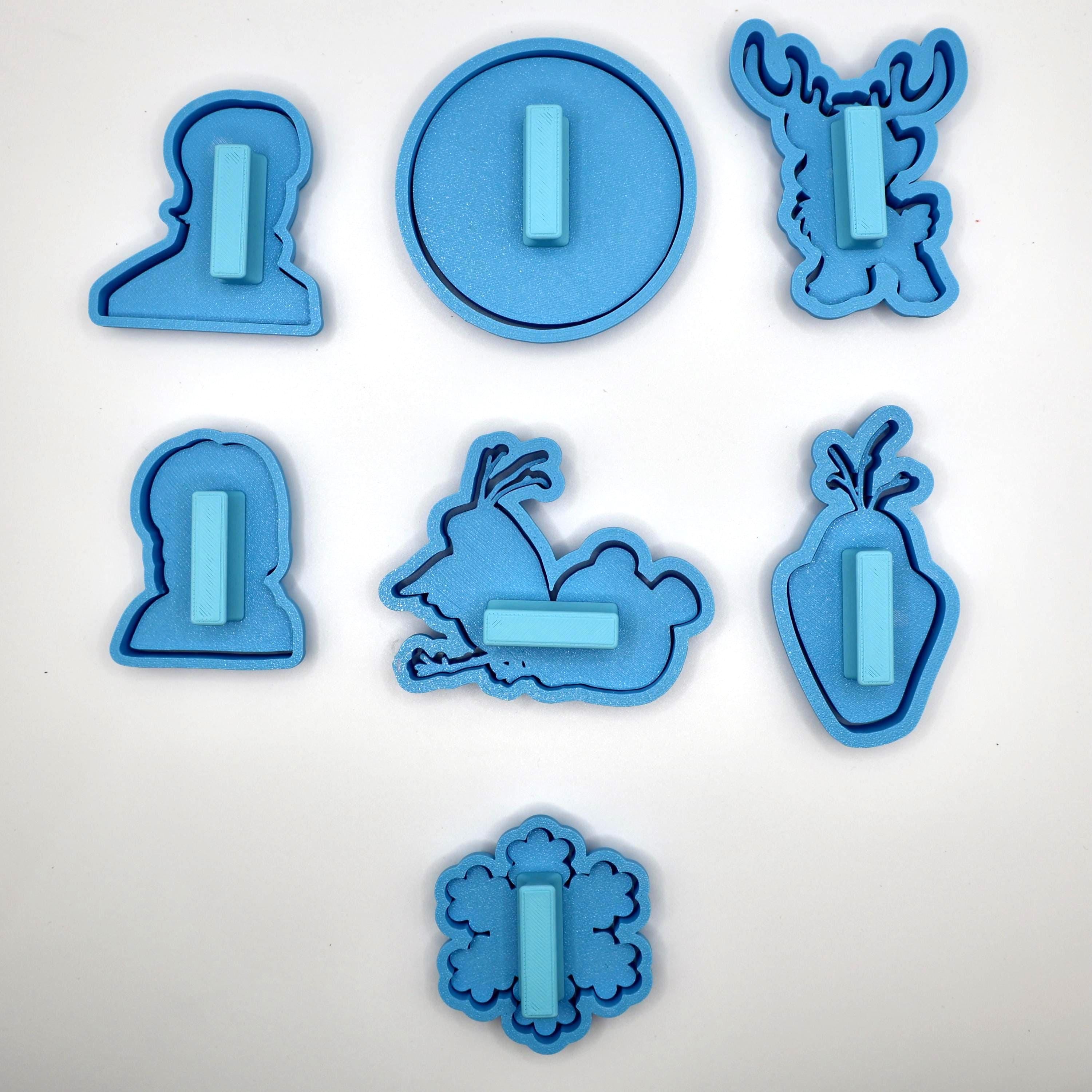 アイスプリンセス バースデークッキー型＆フォンダンスタンプ – スノークイーン ウィンターパーティーセット（持ち手付き）