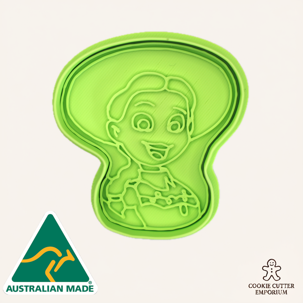 カウガールクッキー型＆フォンダンスタンプ（ハンドル付き） – 漫画のおもちゃ パーティー 誕生日 ベーキング