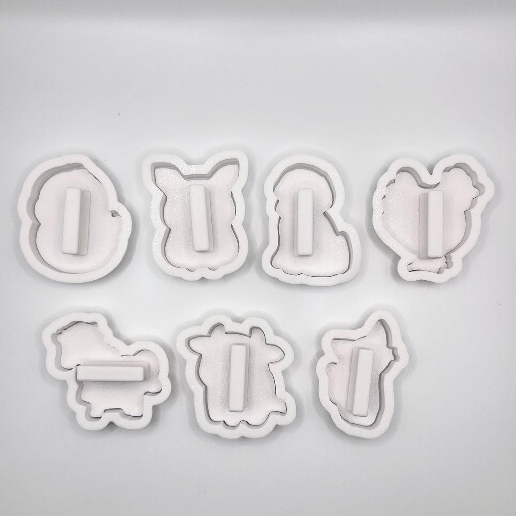 農場動物クッキー型＆フォンダン型抜き｜持ち手付き7点セット