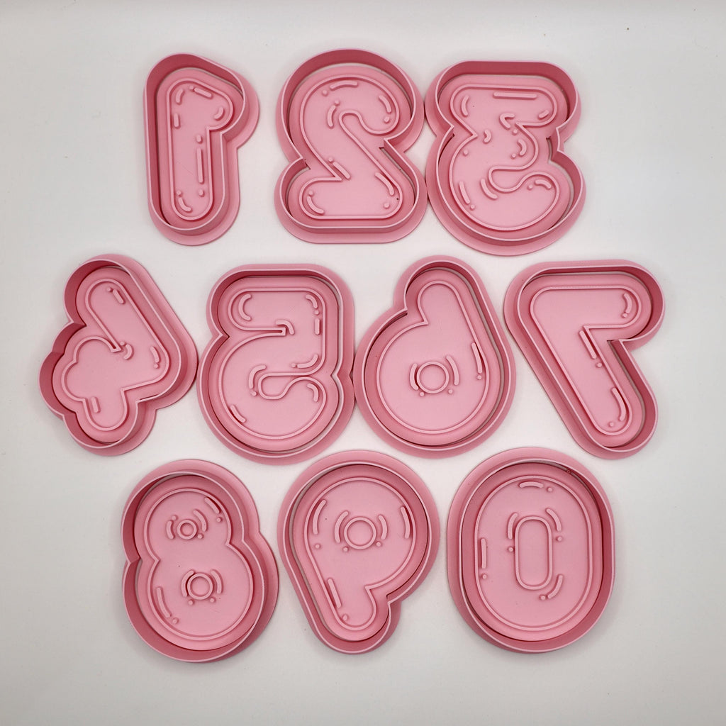 持ち手付き数字クッキー型＆フォンダン型抜き – 子供の誕生日、粘土の形、0～9の数字