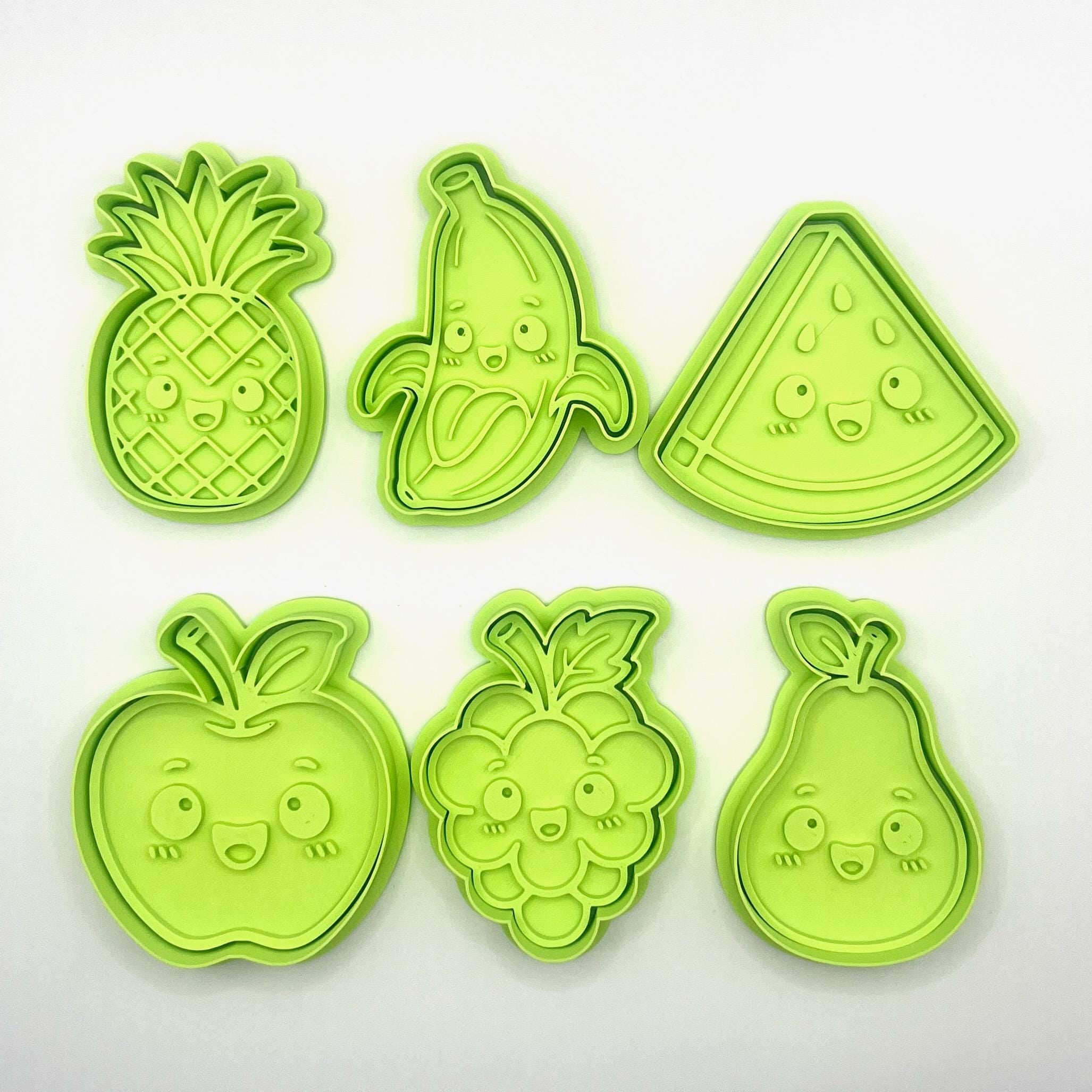 Fruit Salad Cookie Cutter & Fondant Stamp Sets - 6 Piece Bundle