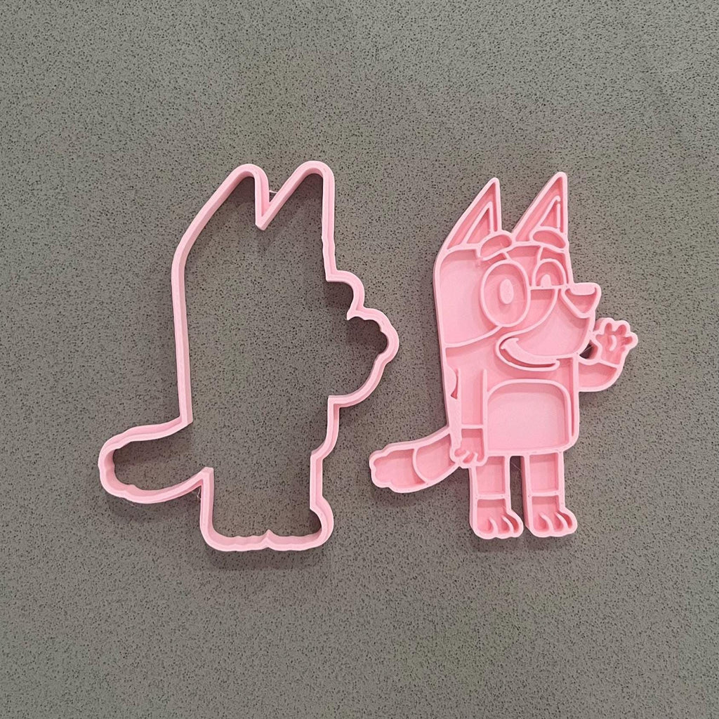 青い犬のクッキー型＆フォンダン型抜き｜ハンドル付き4点セット