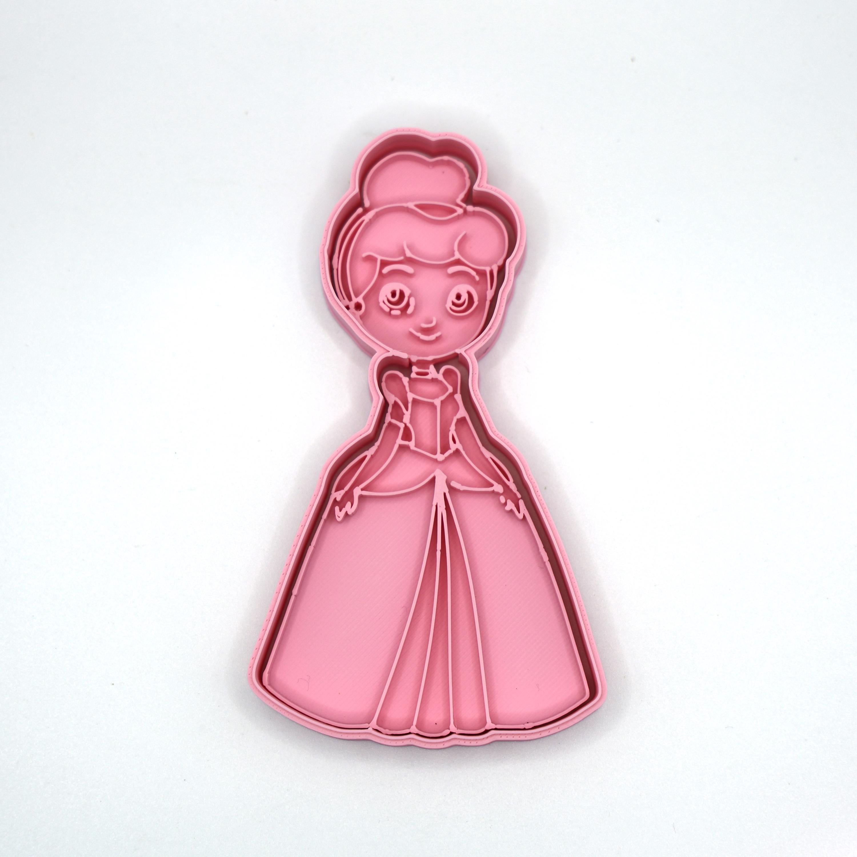 おとぎ話のお姫様バースデークッキー型＆フォンダンスタンプセット – 持ち手付きロイヤルガールズパーティーセット