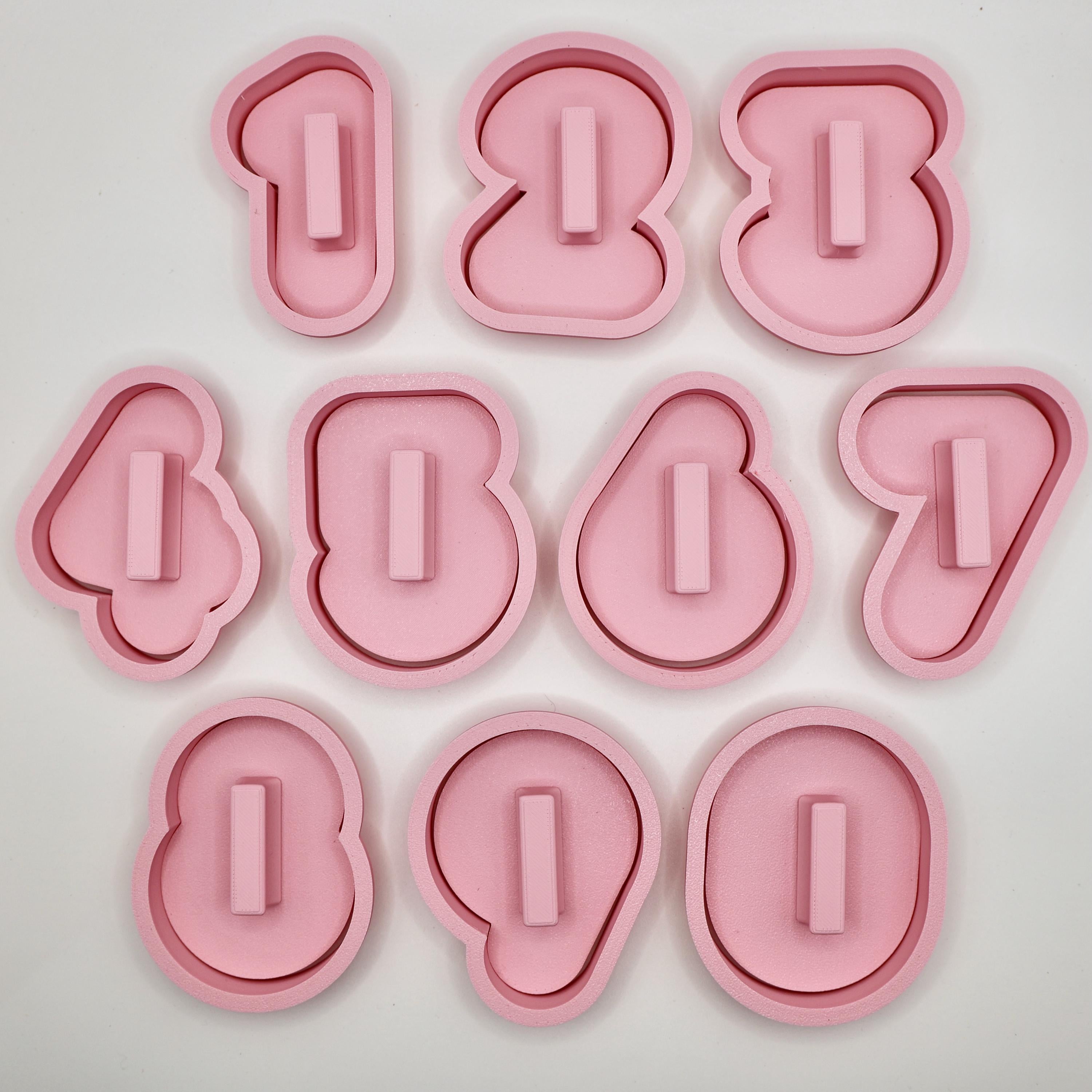 持ち手付き数字クッキー型＆フォンダン型抜き – 子供の誕生日、粘土の形、0～9の数字