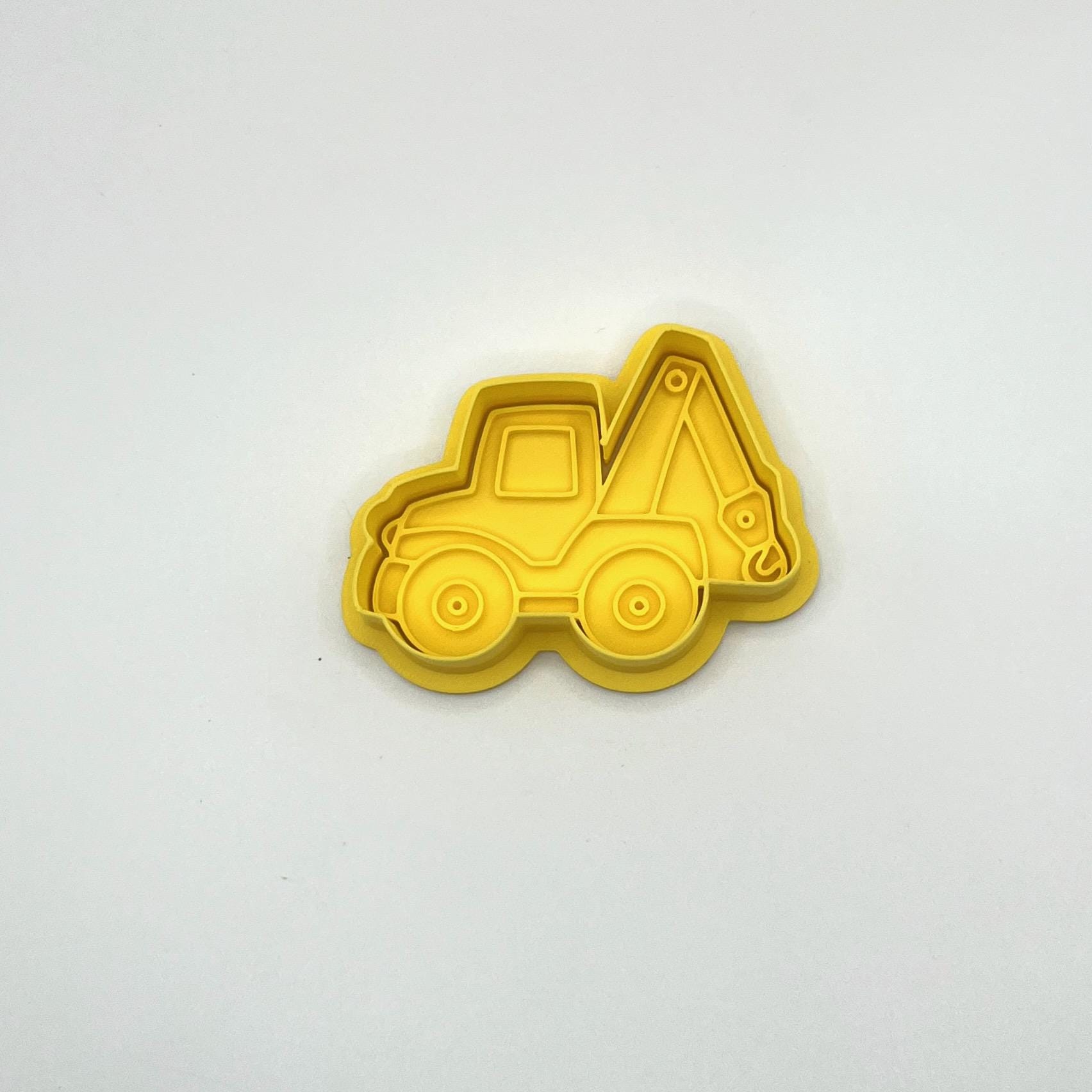 建設現場をモチーフにしたクッキー型とフォンダンスタンプセット – ハンドル付き5点セット