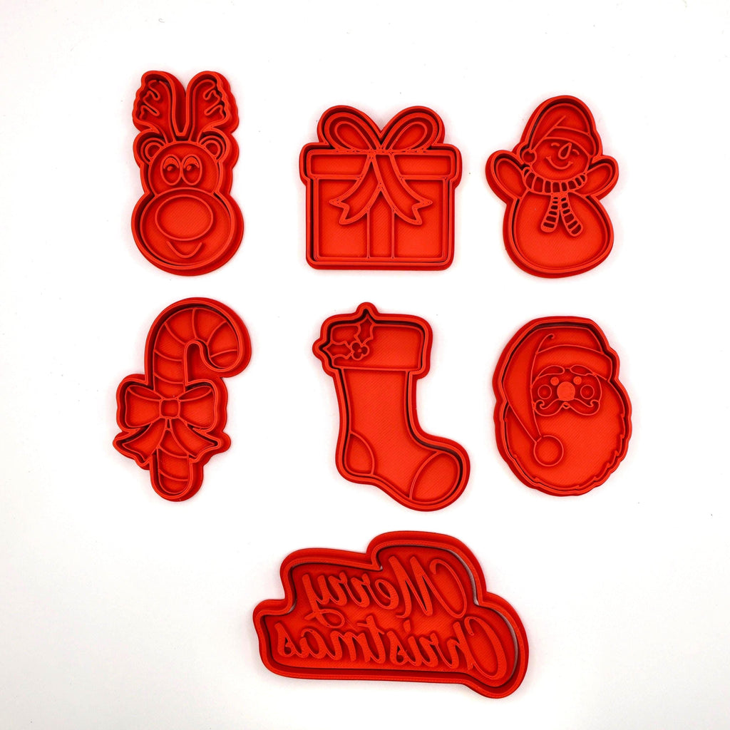Christmas Cookie Cutter Set With Handles | 7 Piece Holiday Baking Collection