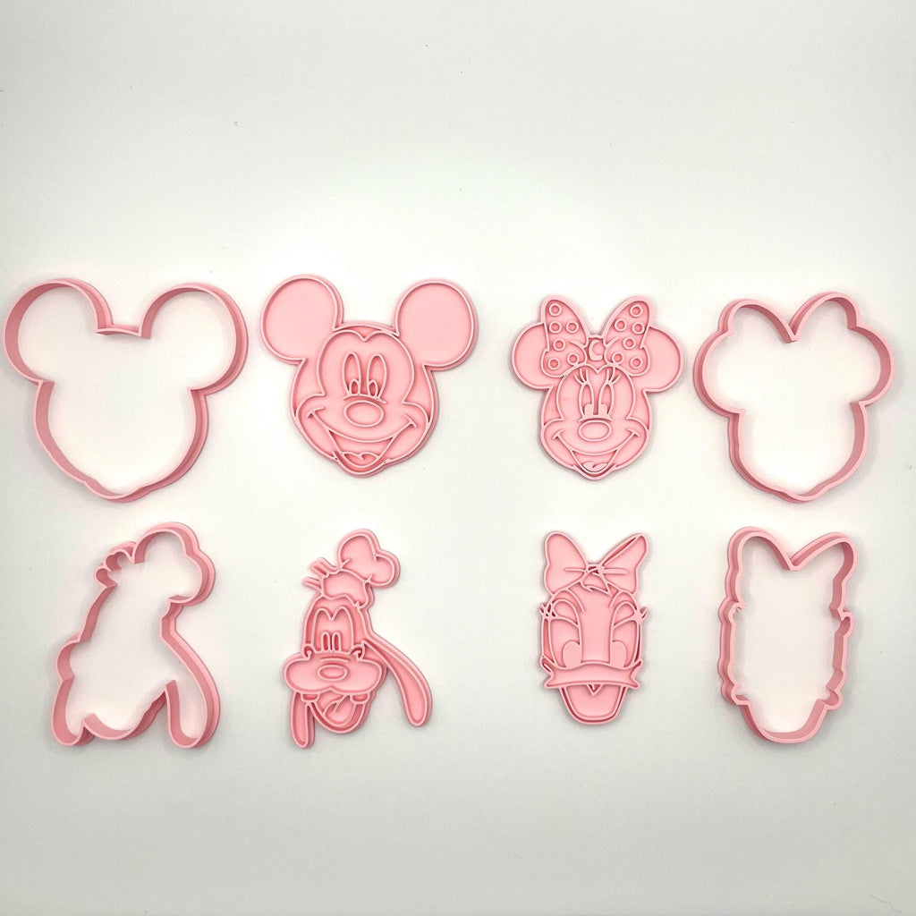 持ち手付き漫画ネズミバースデークッキー型 | 粘土フォンダンエンボス加工用型4点セット