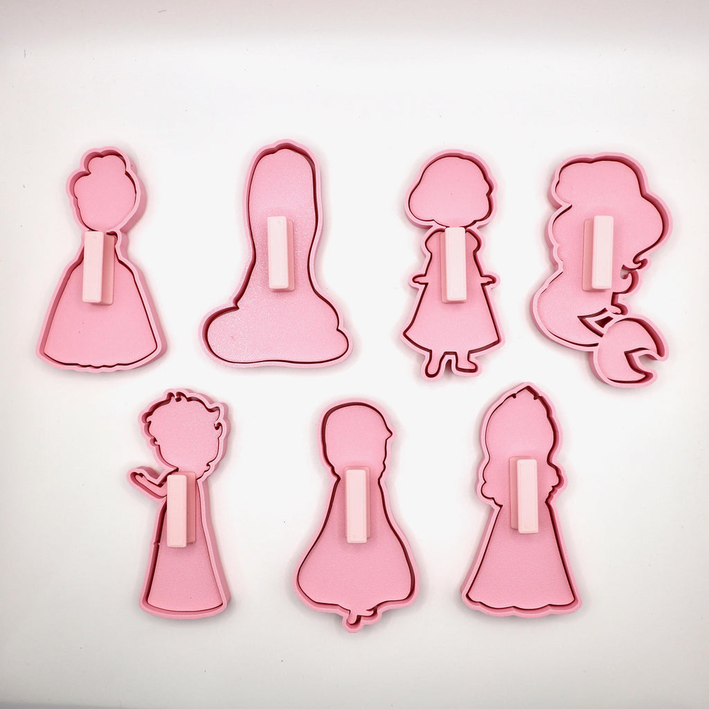 おとぎ話のお姫様バースデークッキー型＆フォンダンスタンプセット – 持ち手付きロイヤルガールズパーティーセット