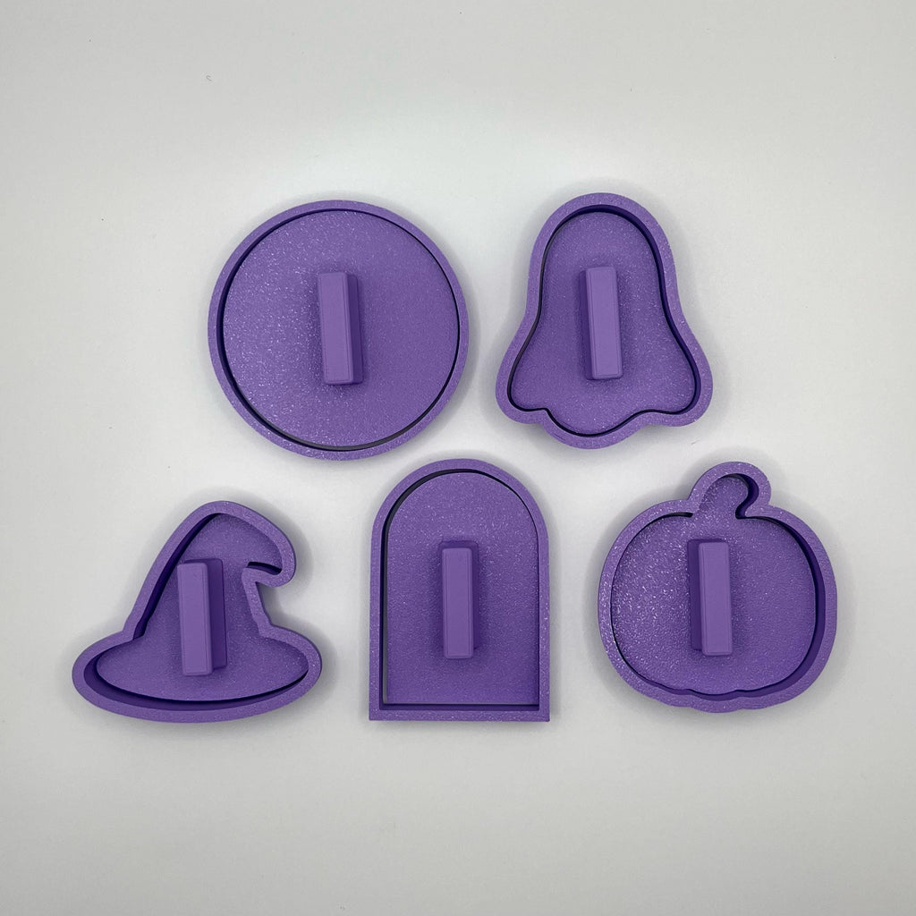 Halloween Cookie Cutters & Fondant Embossers | 5 Piece Set With Handles