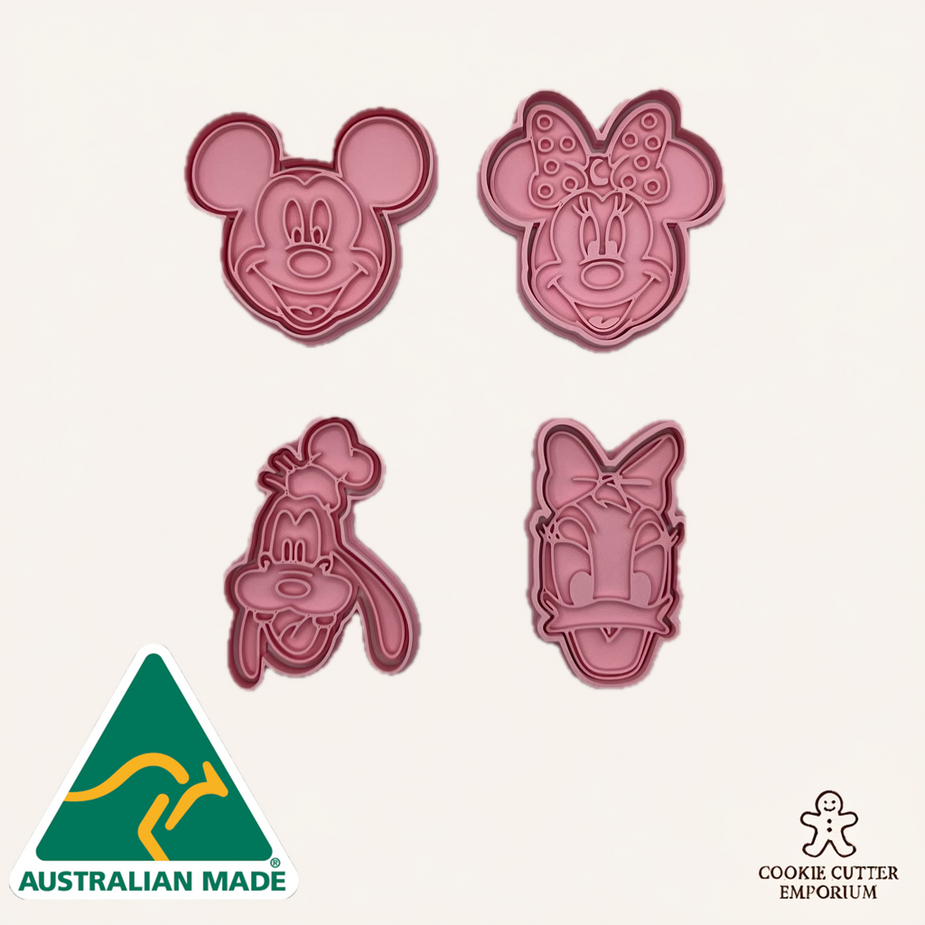 Cartoon Mouse Cookie Cutter & Fondant Stamp Sets - 4 Piece Bundle