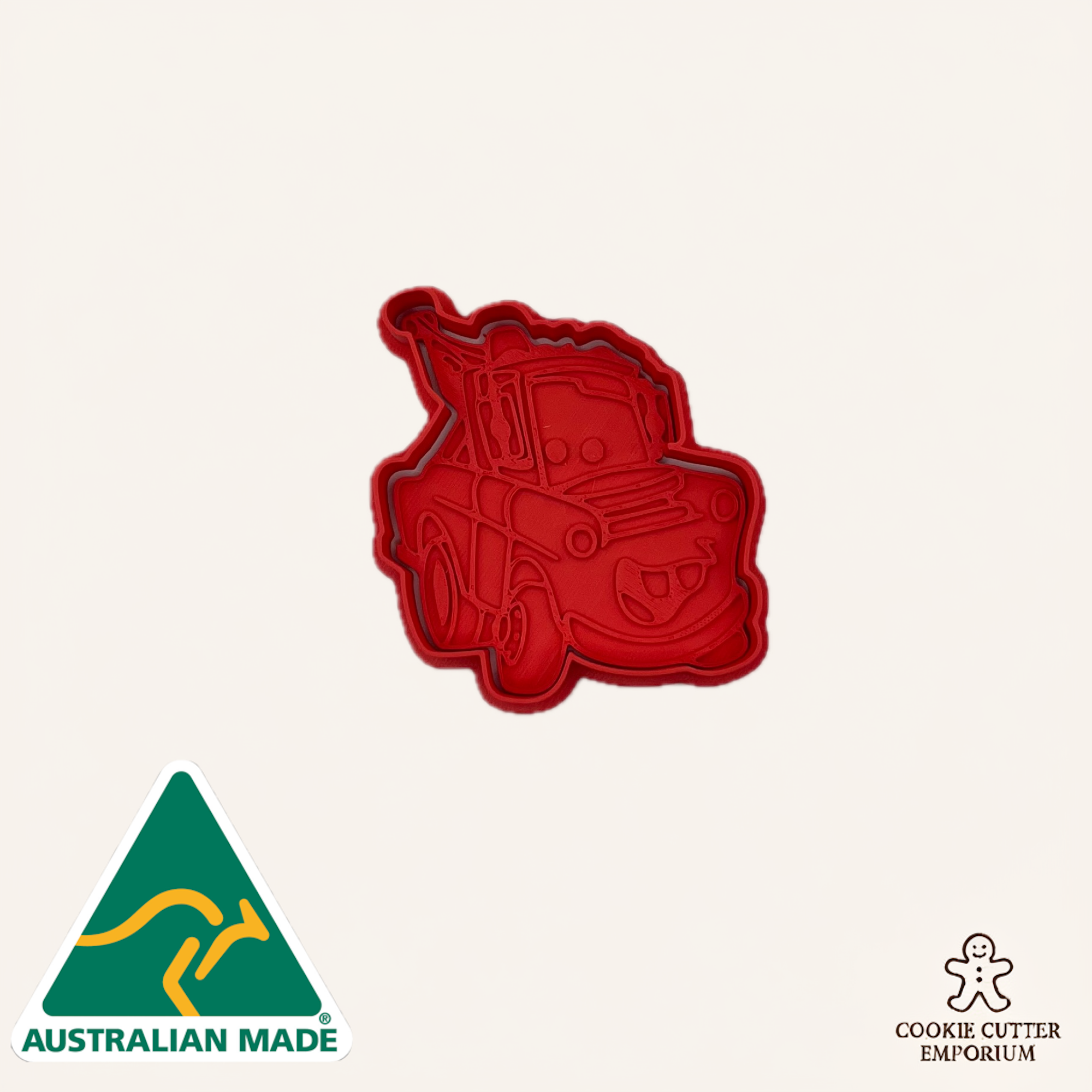 Tow Truck Cookie Cutter & Fondant Stamp With Handle - Kids Transport Party Baking
