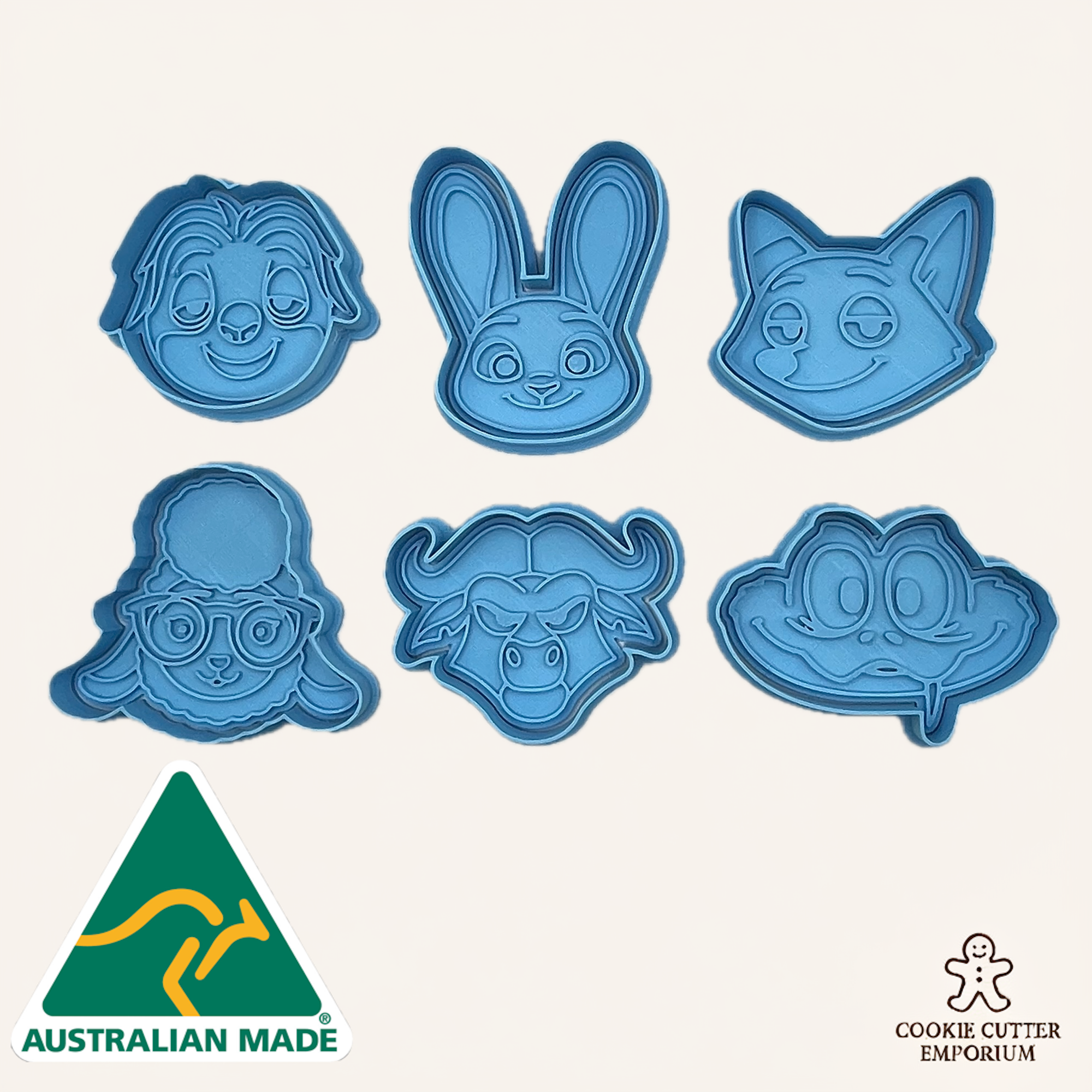 Complete Zoo Friends Cookie Cutter & Fondant Stamp Set - 6 Piece Bundle