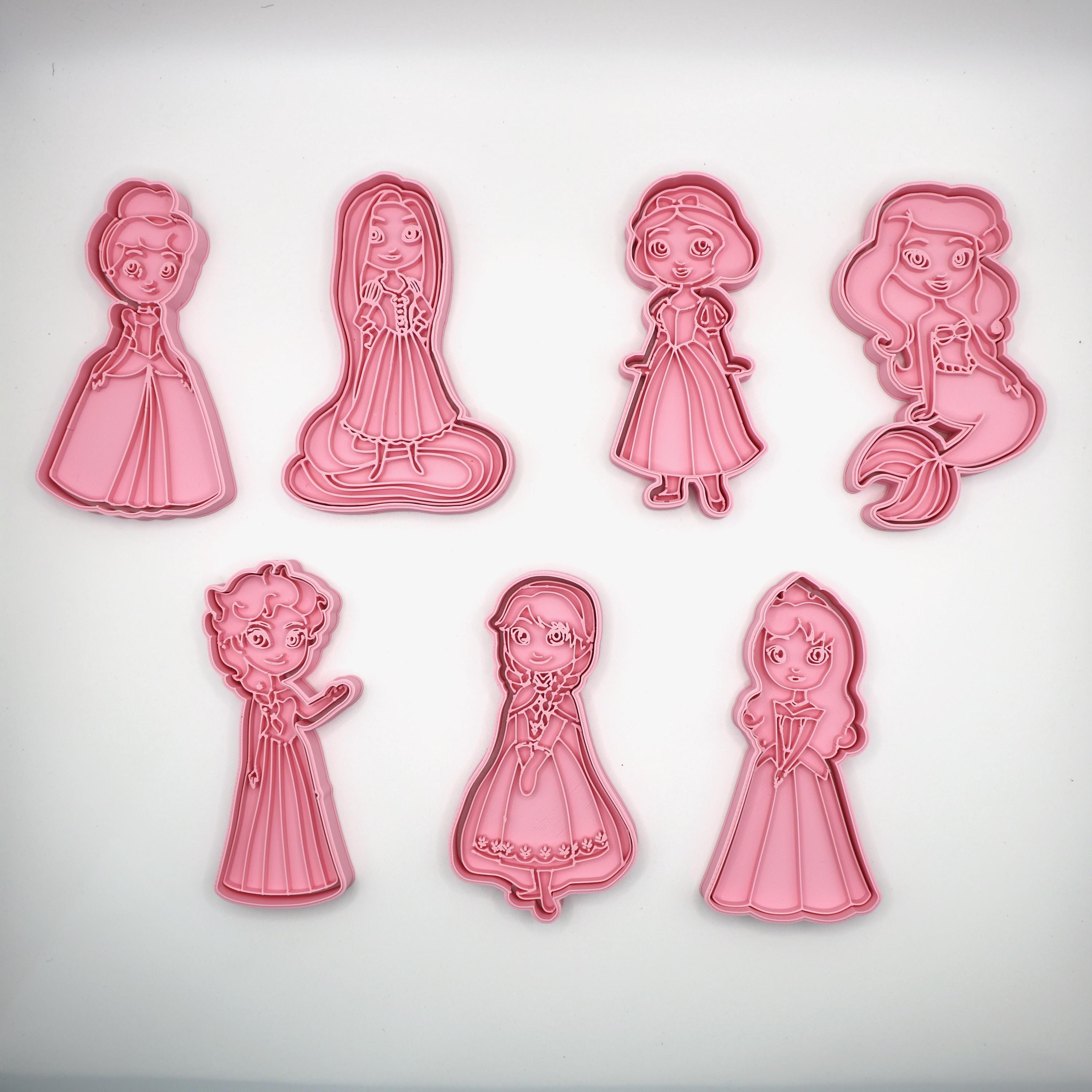 おとぎ話のお姫様バースデークッキー型＆フォンダンスタンプセット – 持ち手付きロイヤルガールズパーティーセット