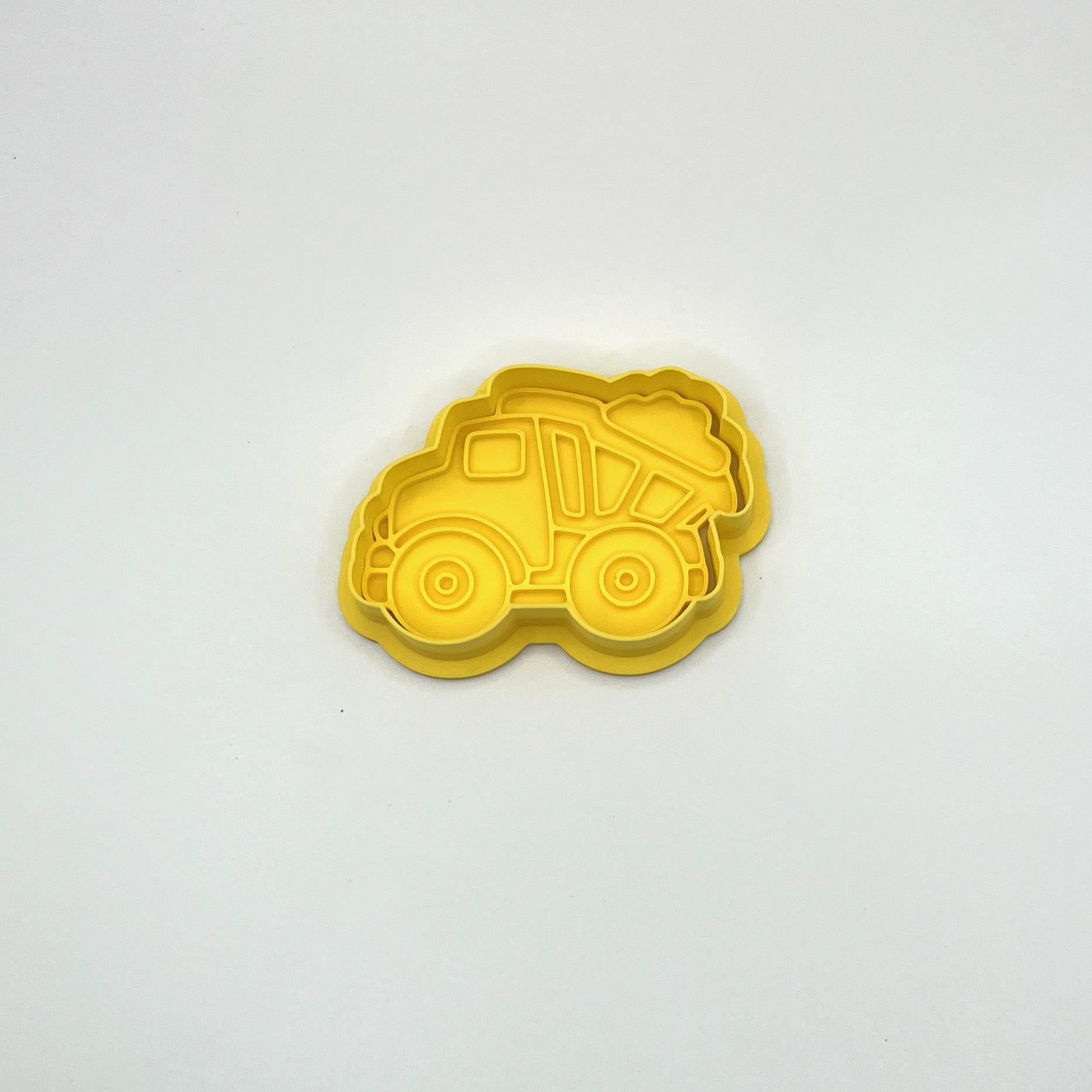 建設現場をモチーフにしたクッキー型とフォンダンスタンプセット – ハンドル付き5点セット