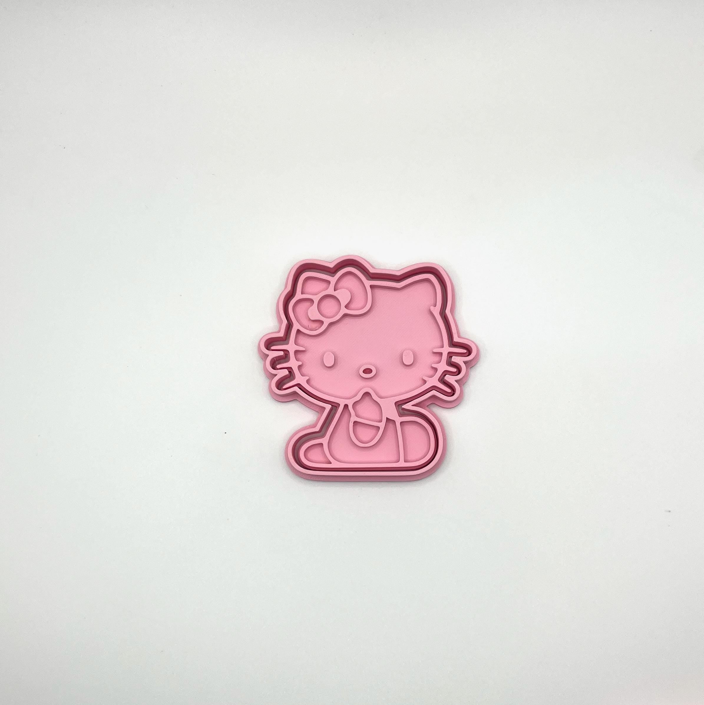 かわいい猫の誕生日クッキー型＆フォンダンスタンプ – 持ち手付きキティパーティーセット