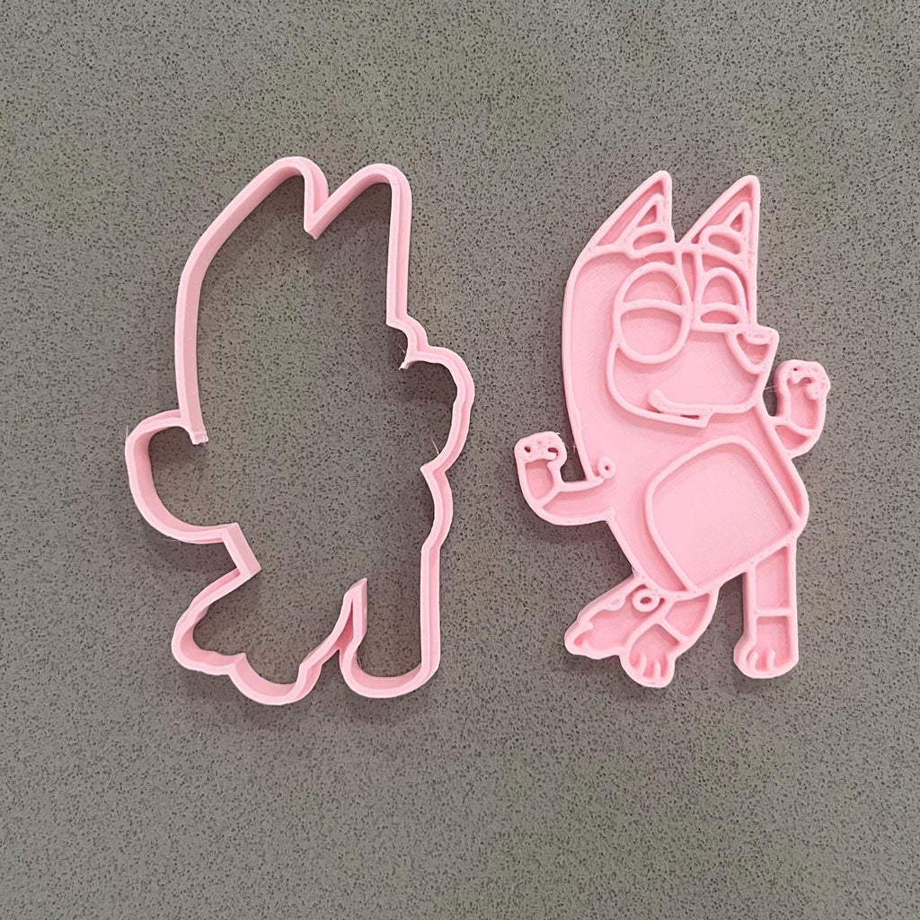 青い犬のクッキー型＆フォンダン型抜き｜ハンドル付き4点セット