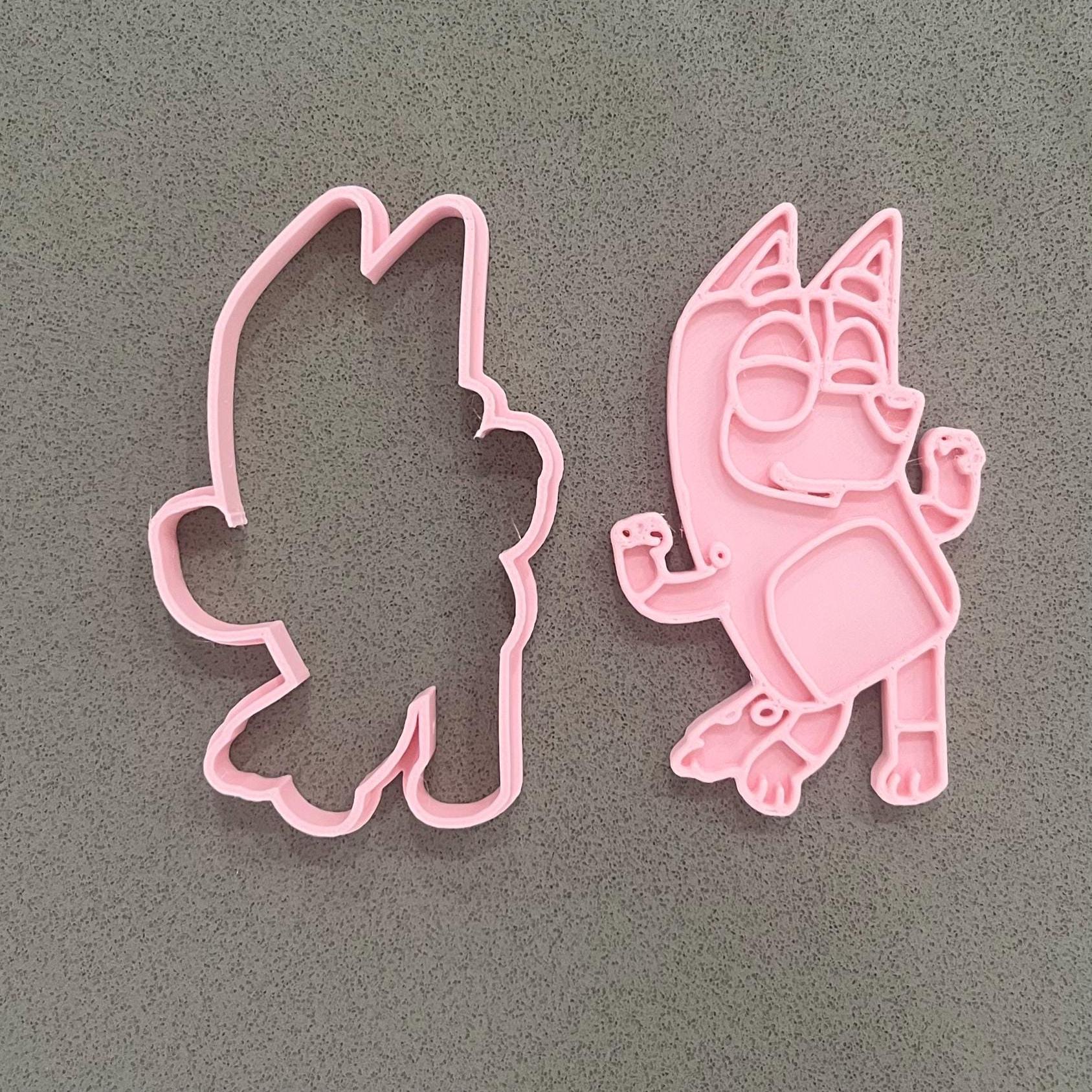 青い犬のクッキー型＆フォンダン型抜き｜ハンドル付き4点セット