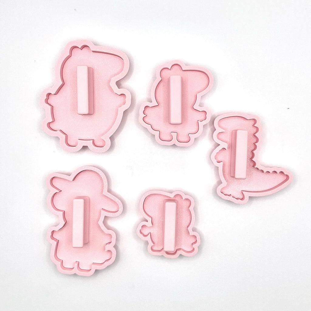 漫画風農場の豚の誕生日クッキー型 – 持ち手付き動物パーティー用フォンダンスタンプ