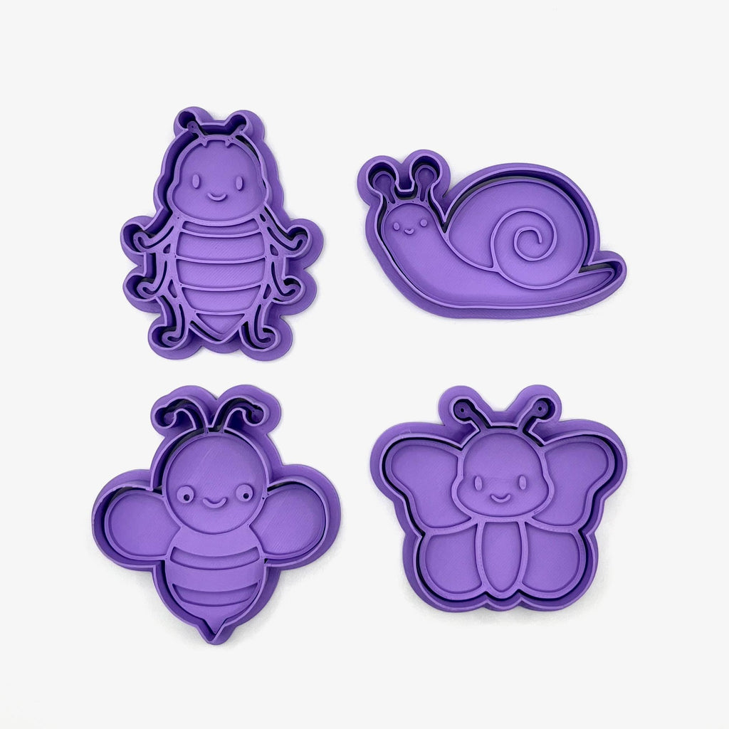 昆虫パーティー用クッキー型とフォンダンスタンプセット – 持ち手付き4点セット