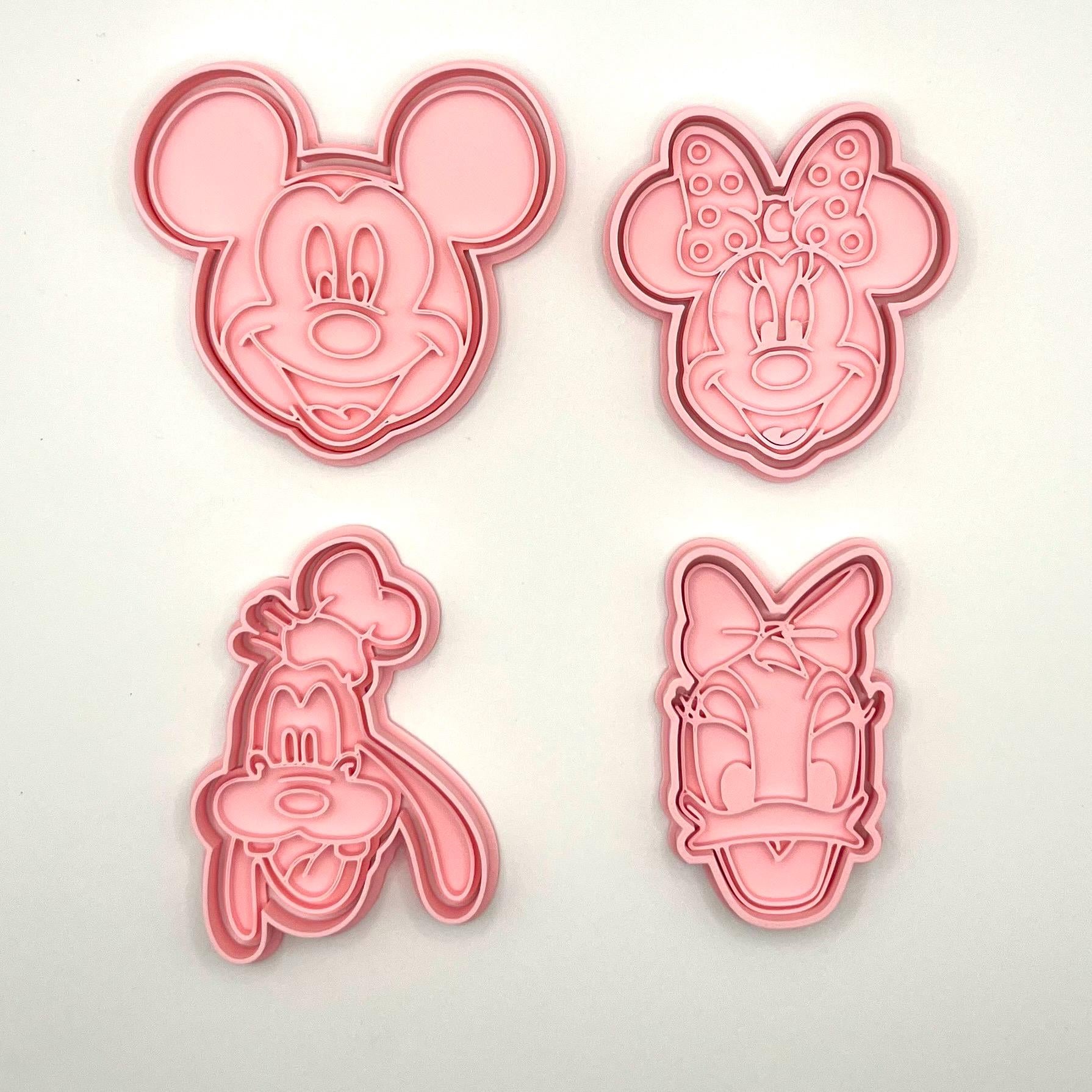 持ち手付き漫画ネズミバースデークッキー型 | 粘土フォンダンエンボス加工用型4点セット