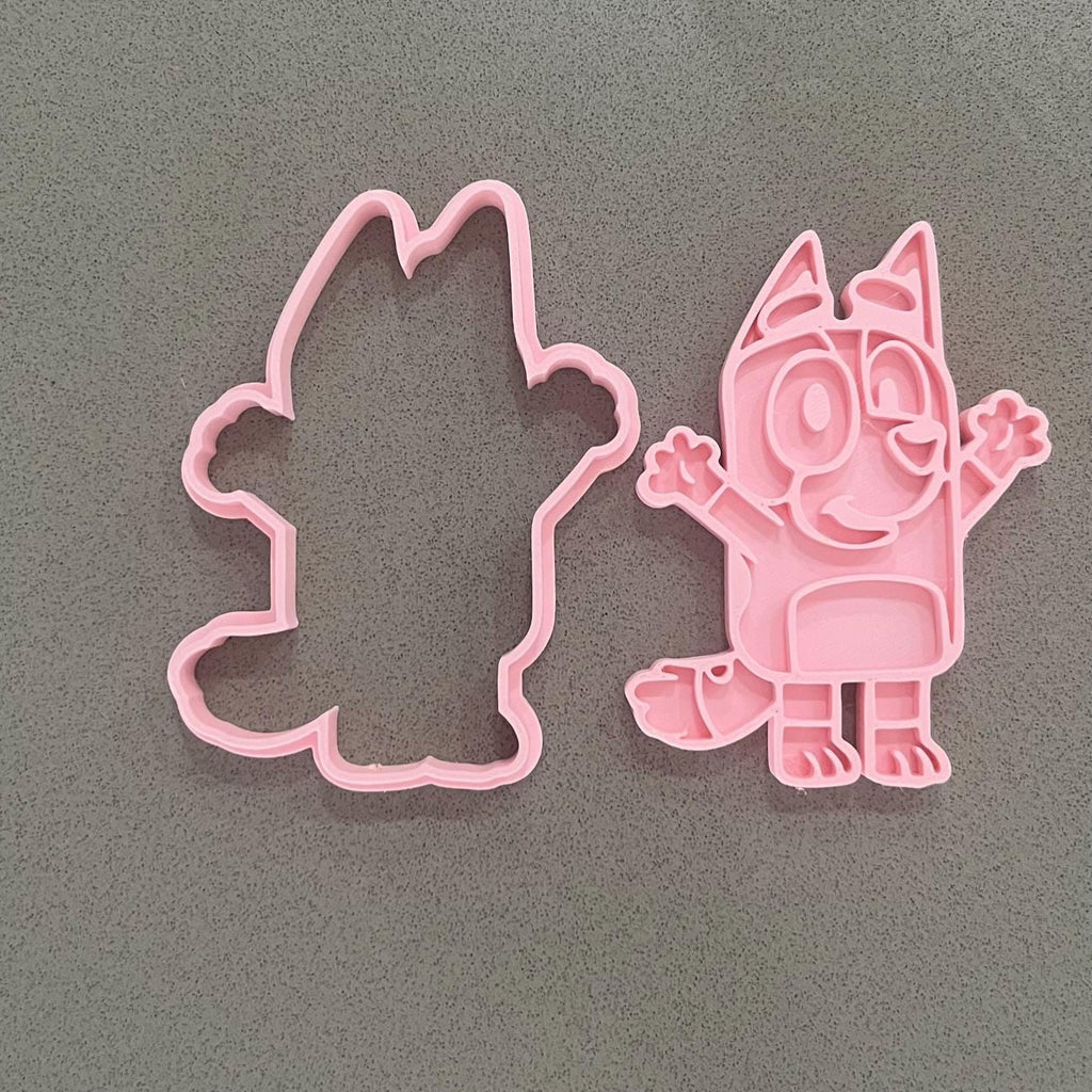 青い犬のクッキー型＆フォンダン型抜き｜ハンドル付き4点セット