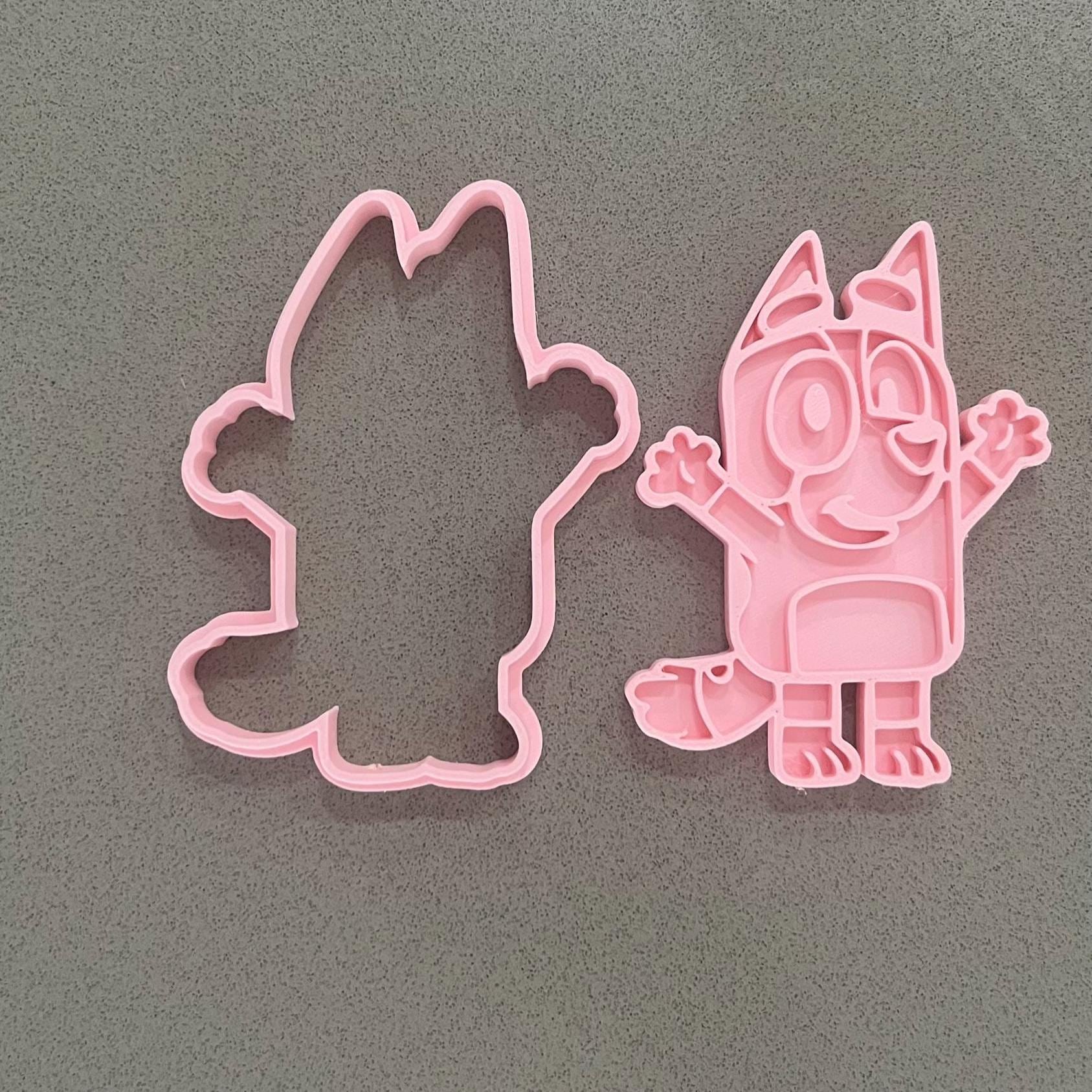 青い犬のクッキー型＆フォンダン型抜き｜ハンドル付き4点セット